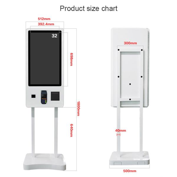 Gas Station 32" Self Service Kiosk Bill Acceptor LCD Payment Ticket Machine