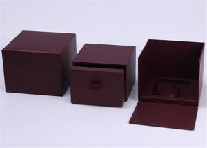 China Dark Red Paper Wooden Watch Box High End Rigid Hot Stamping / Printing Logol on sale