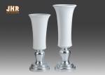 White Fiberglass Floor Vases Homewares Decorative Items Silver Leaf Footed Table