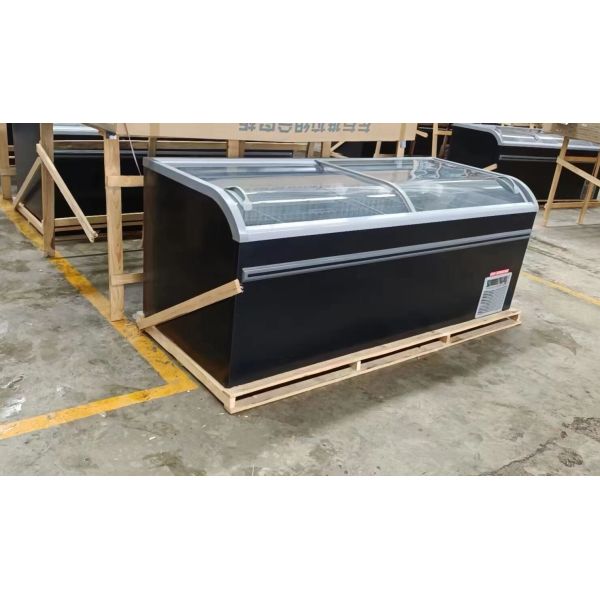 2.1 Meter Commercial Display Freezer Island Showcase For Meat And Seafood