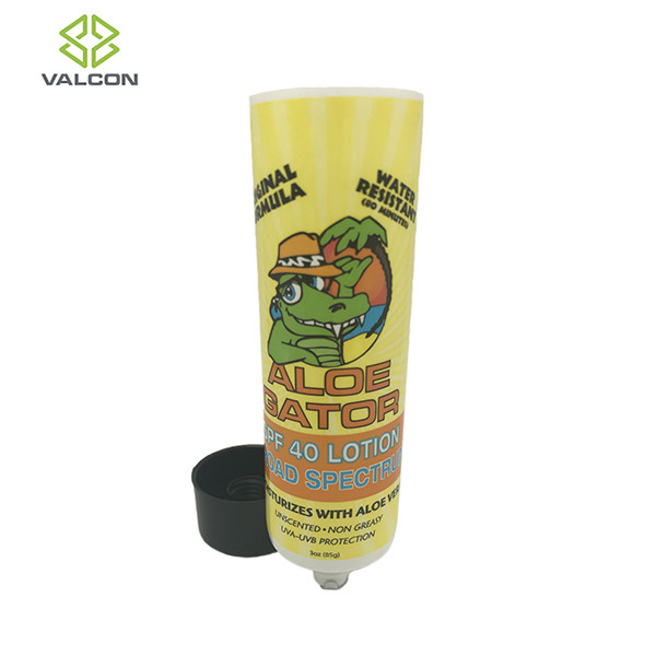 3 FL.OZ Plastic Tube Cosmetic Packaging For Sunscreen Black Screw Cap