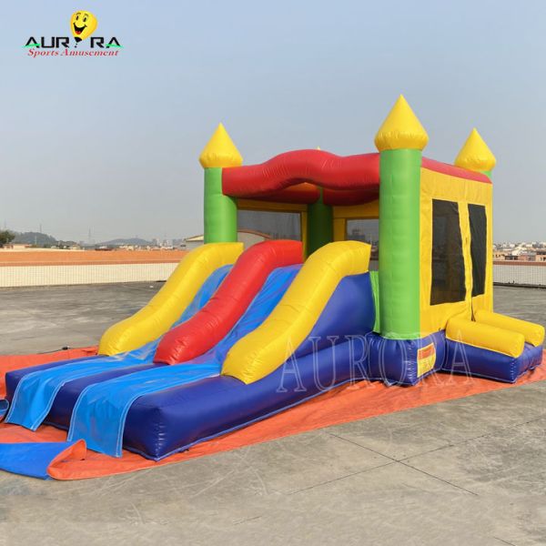 Custom Size Logo Colorful Inflatable jumping Castle Combo with slide Free 3D Design