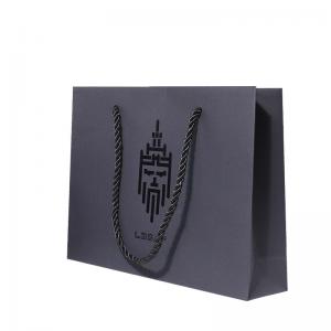 China Bespoke Printed Sizes Black Paper Carrier Bags With Spot UV Logo Twisted Handles wholesale