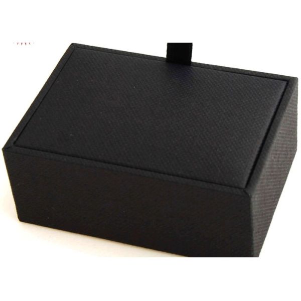 Men Black Cufflink Box Cardboard Gift Showing Recyclable Feature 85x45x35 mm
