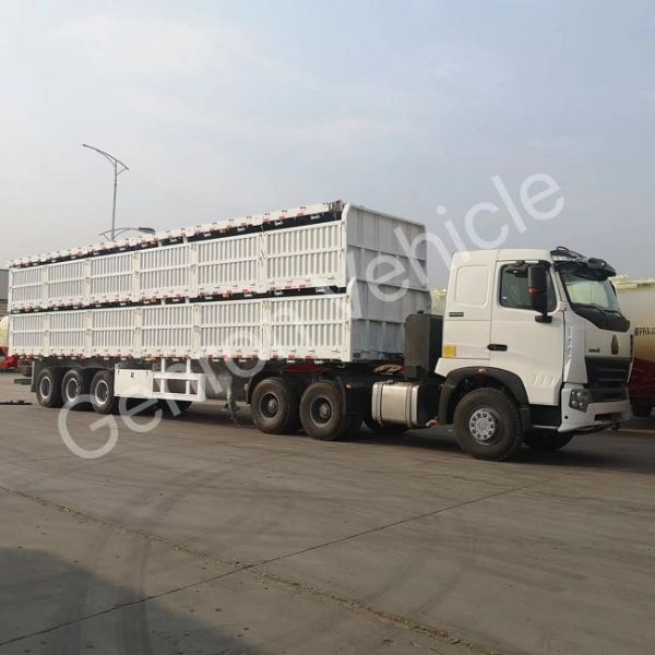 60T Loading 16 Tons Axles 1000mm Drop Side Semi Trailer
