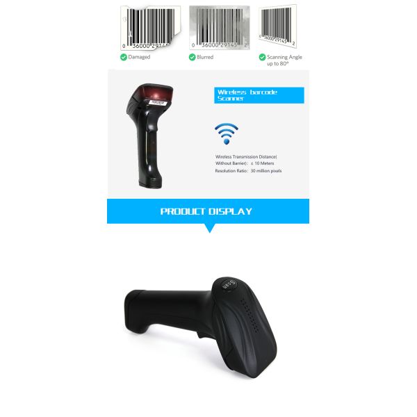 High Speed IP52 Supermarket Barcode Scanner / 1218mw Wireless Pos Scanner