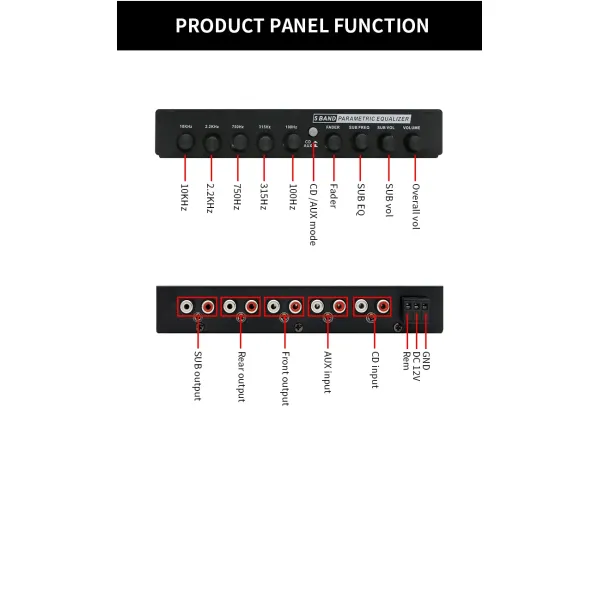 Enhance Your Driving Experience with Car Equalizer EQ5 Segment Equalizer and AUX Input