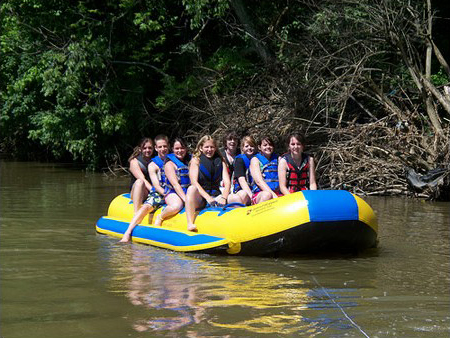 Dual Lane Inflatable Blue And Yellow Banana Boat For 8 Persons , Inflatable Water Games