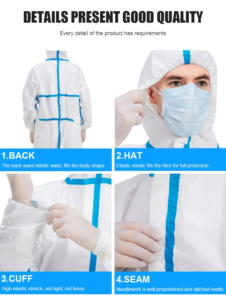 Anti Bacterial Disposable Protective Coverall With collar S-4XL