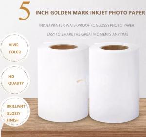 China Golden Mark 5 inch 127mm 50m 240g Waterproof RC Glossy dx100 Roll Inkjet Photo Paper for Fuji Dry MiniLab wholesale