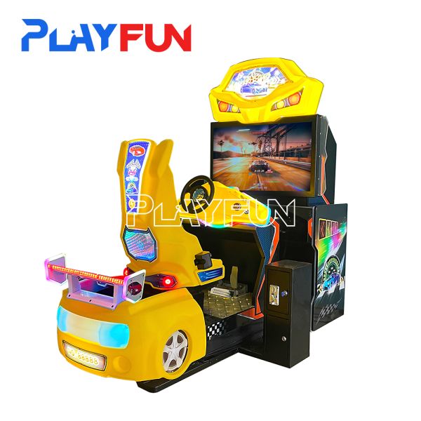 PlayFun Coin Operated Split Second Kids Driving Racing Car Simulator Arcade Machine for Indoor Game Hall