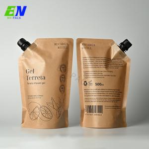 China Eco Friendly 500ml Refill Kraft Paper Spout Pouch Liquid Packaging Pouch wholesale