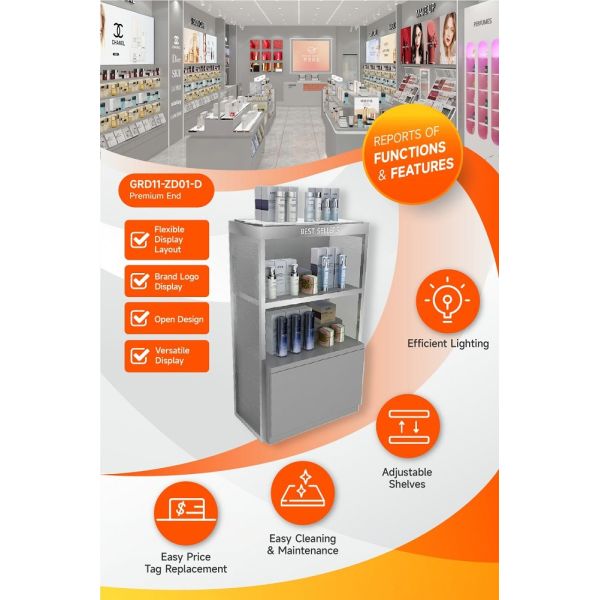 GDR11-ZD01-D Fashion Exhibition Display with LED Light Strips and Crystal Block for Retail Stores