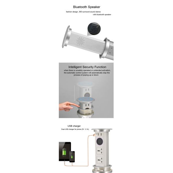 Table Top Kitchen Diameter 100mm Pop Up Counter Outlet