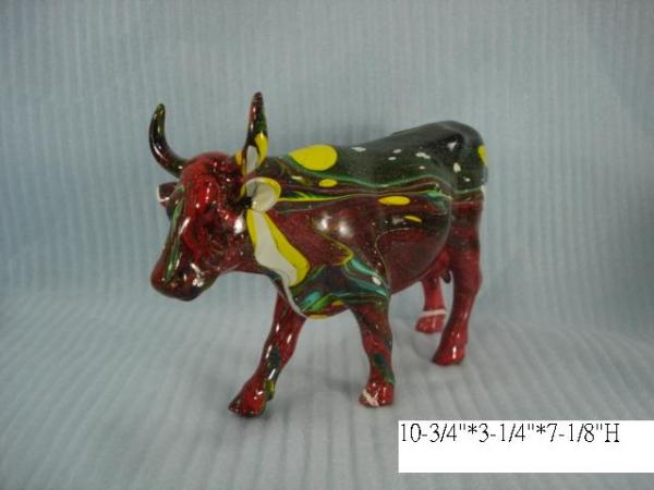 Quality Ceramic hand painting cow model for garden decor for sale