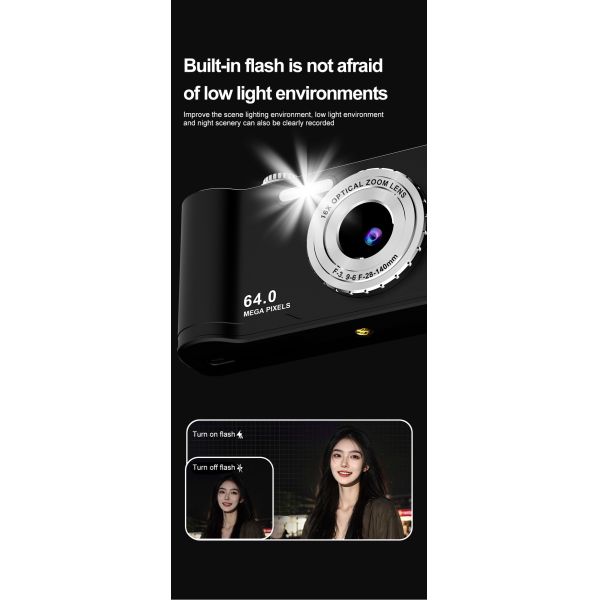 Ultra HD Camcorder 4K Recording Digital Camera Dual Camera Selfie 96 Million Pixels