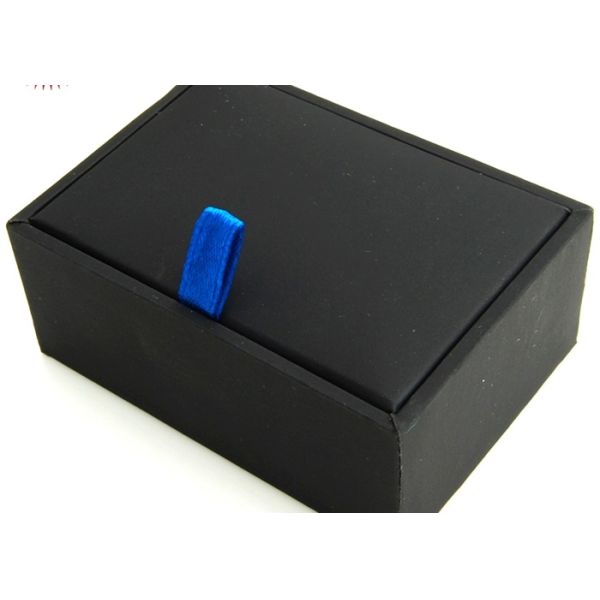 Men Black Cufflink Box Cardboard Gift Showing Recyclable Feature 85x45x35 mm