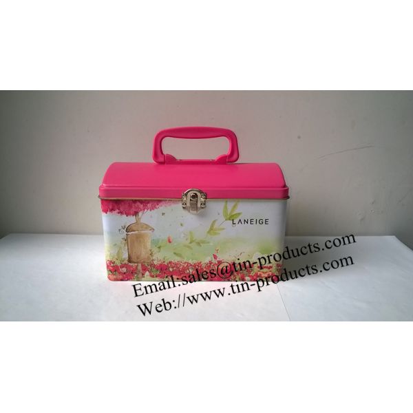 Top Sell Gift tin Box /Metal Gift Box with handle /Promotional Box with lock & Handle