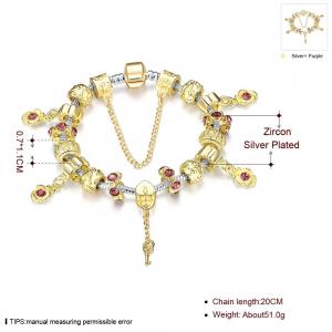 China SJ Bonzer Rose Flower Key Charm Bracelet Magnet Buckle Cubic Zirconia Dubai Jewelry Handmade Gold Bead Bracelet on sale