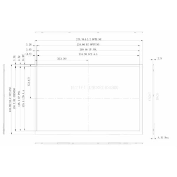 10.1 Inch TFT Interfacing Touch Screen With Arduino 40 Pins For Doorphone