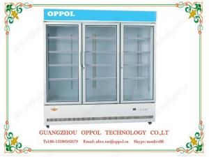 China OP-208 Beverage Refrigerator Triple Doors Beverage Cooler Supermarket Freezer on sale