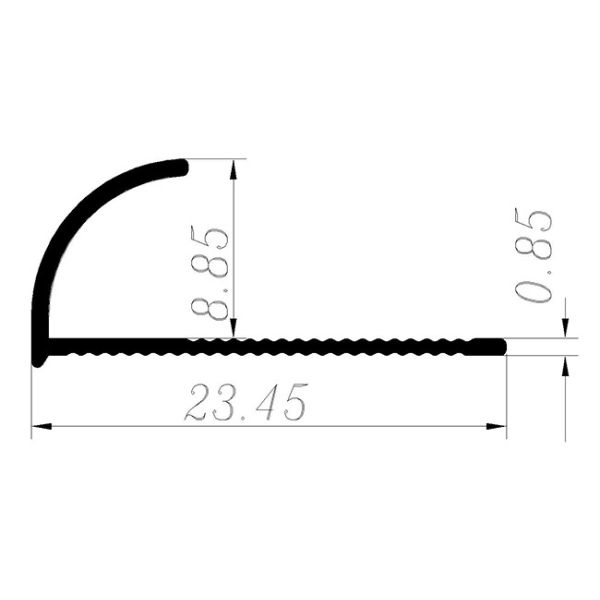 Protective Decorative Aluminium Tile Trim Curved Shape 8mm Size