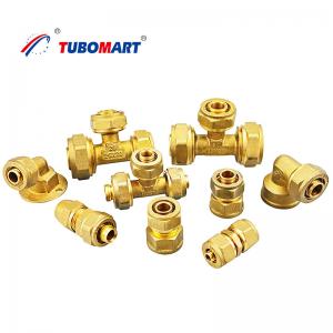 China Pex System Brass Water Line Compression Fitting Straight Elbow Tee Cross on sale
