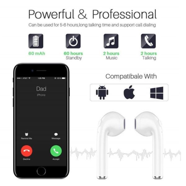 Red I7s Tws Bt I8 Mobile Phone Earphone With Charger Stand For Apple Iphone X 8 7 6 Plus