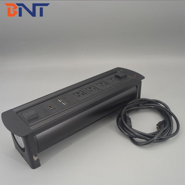 Hidden office motorized flip up power data desktop socket outlets