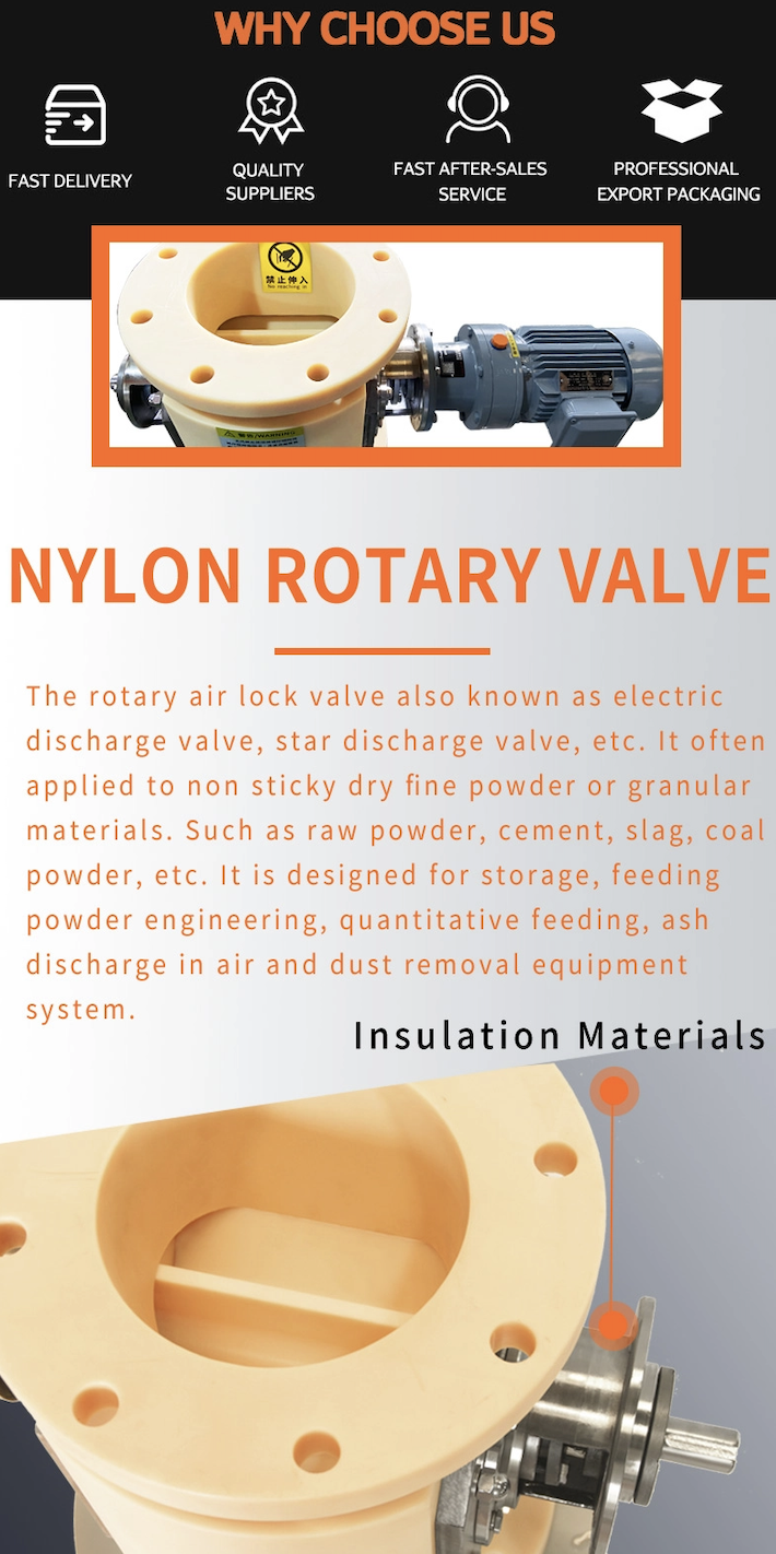 Industrial nylon rotary valve assembly