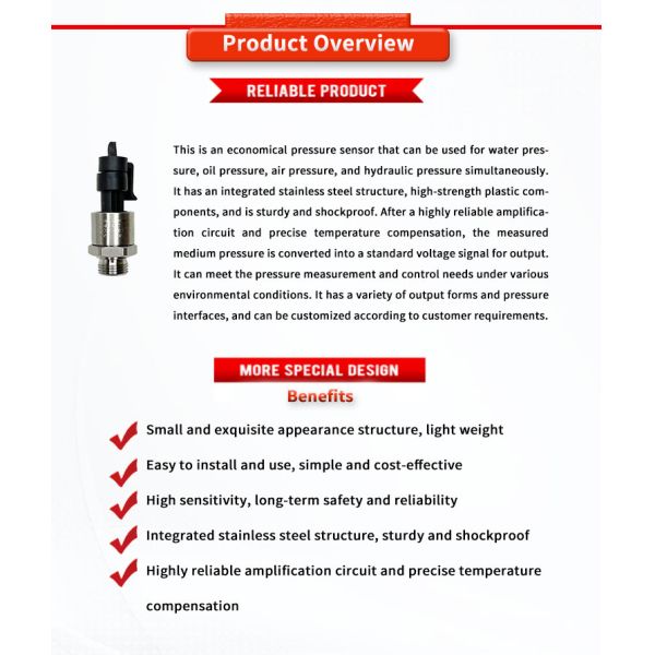 High- 24V 5VDC Liquid Level Transmitter for Oil Tank Pressure and Water Level Sensing