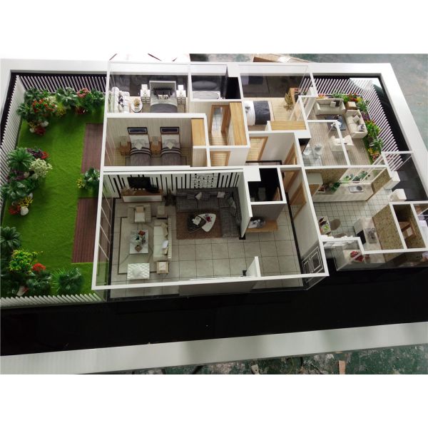 Travel Case Packing House Interior 3D Model With Internal Furniture Light