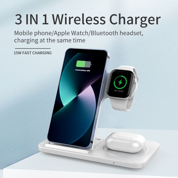 15W/10W Wireless Charger for Apple and Samsung Phones Y010 Watch Output 2.5W Supports Mobile Phone Bracket 2025 Laest Timess