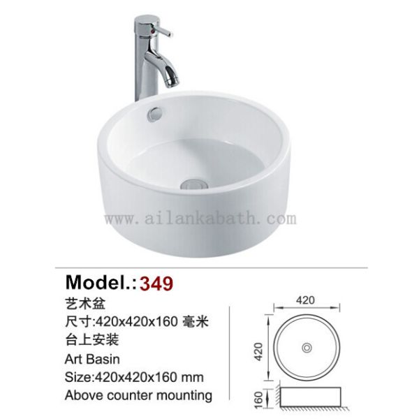 Countertop Mountin Sanitary Ware Ceramic Sinks Art Basin Round Bathroom Hand Wash Basin