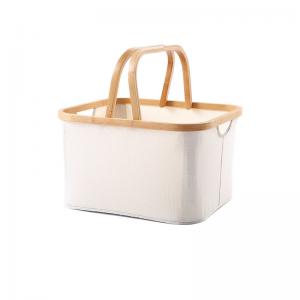 China Bamboo Linen Laundry Hampers Baskets With Dual Built In Handles And Built Detachable Brackets wholesale