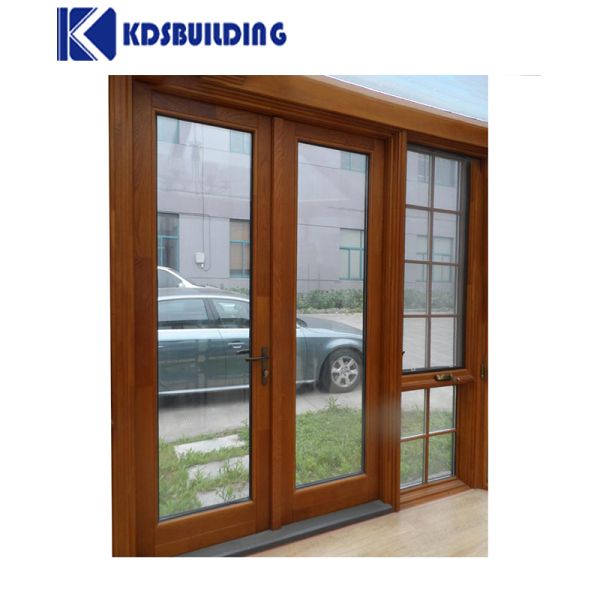 KDSBuilding Double Tempered Glass Waterproof Soundproof Simple Teak Wood Front Door Design