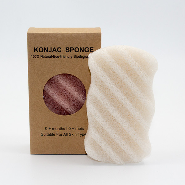 Wave Shaped Bamboo Charcoal Black Konjac Sponge For Sensitive Skin