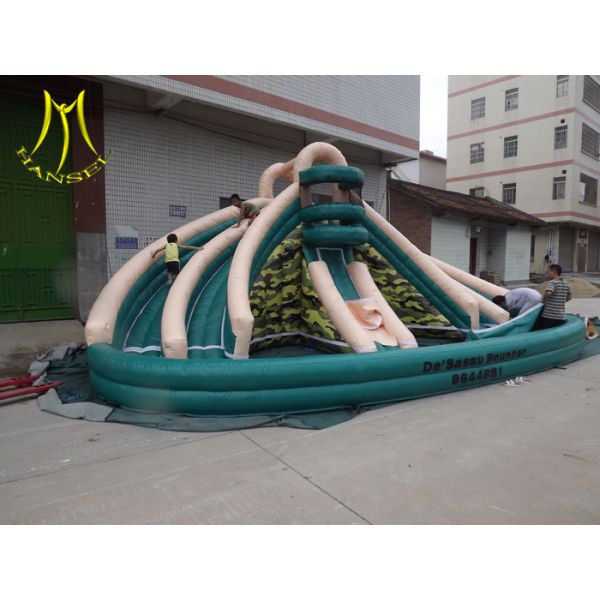 Hansel cheap amusement bouncy castle inflatable slide with pool for kids game center