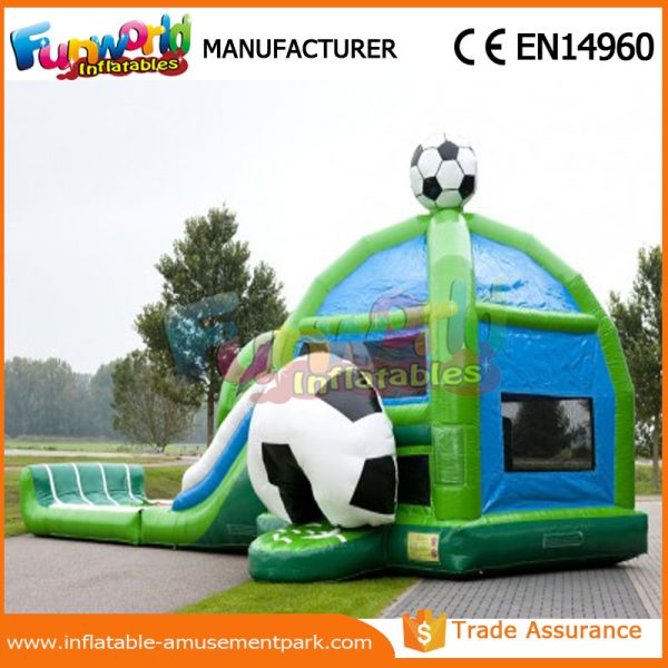 Customized Size Combo Jumper Soccer Inflatable Bouncy Slide With Logo Printing