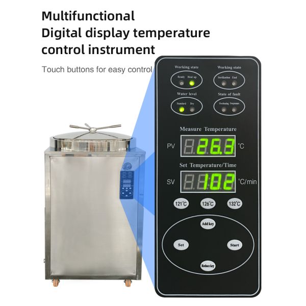 Laboratory Automatic Vertical Pressure Steam Sterilizer Autoclave With 3 Baskets