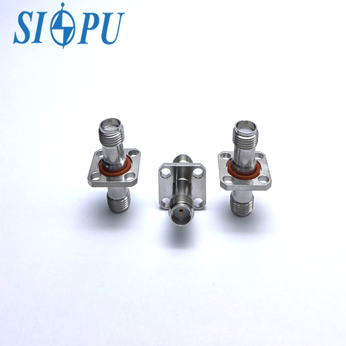 SMA Female to SMA Female RF Coaxial Adapter - Flange Through-Wall Type