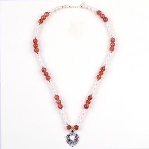 China Women Strawberry Quartz 5mm White Freshwater Pearl Necklace wholesale