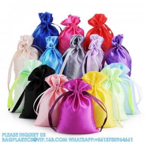 China Custom Logo Small Satin Dust Pouch Gift Packaging Hair Wig Large Silk Bag Satin Drawstring Bag Custom Satin Bags on sale