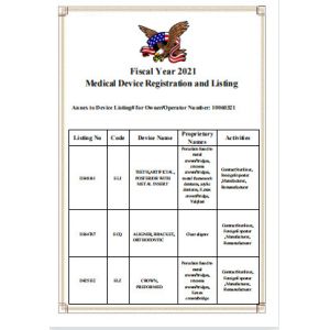 China C B Dental Lab Co. Limited Certifications