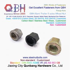 China QBH M12- M42 Yzp Black Plain Semi Trailer 2 Axles Flange Wheel Hub Nut wholesale