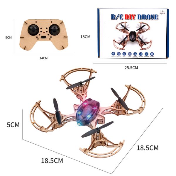 2.4g Remote Control Quadcopter Set Bemay Toy Wooden Assemble Educational Rc Drone Kit
