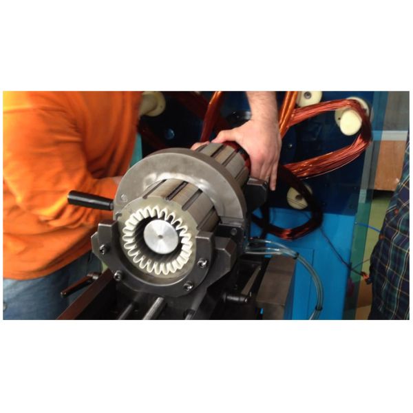 Deep water pump motor stator coil and wedge winding inserter