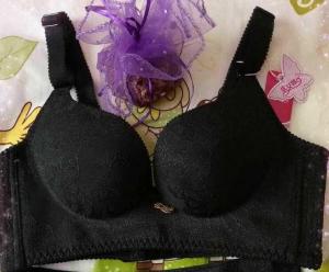 Unique soft Jacquard embroider fabric push up bra-black color