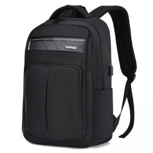 China 15.6inch Business Laptop Backpack USB Charging Black Leather Laptop Bag wholesale