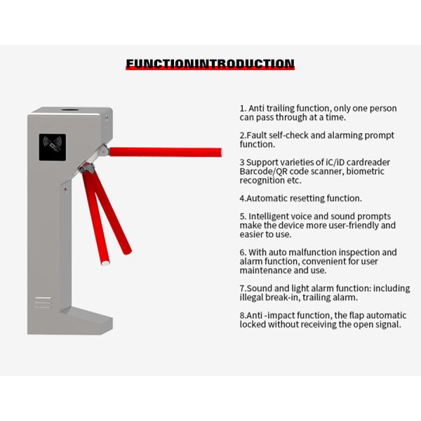 RS485 Communication Interface Automatic Tripod Turnstile Gate three arm